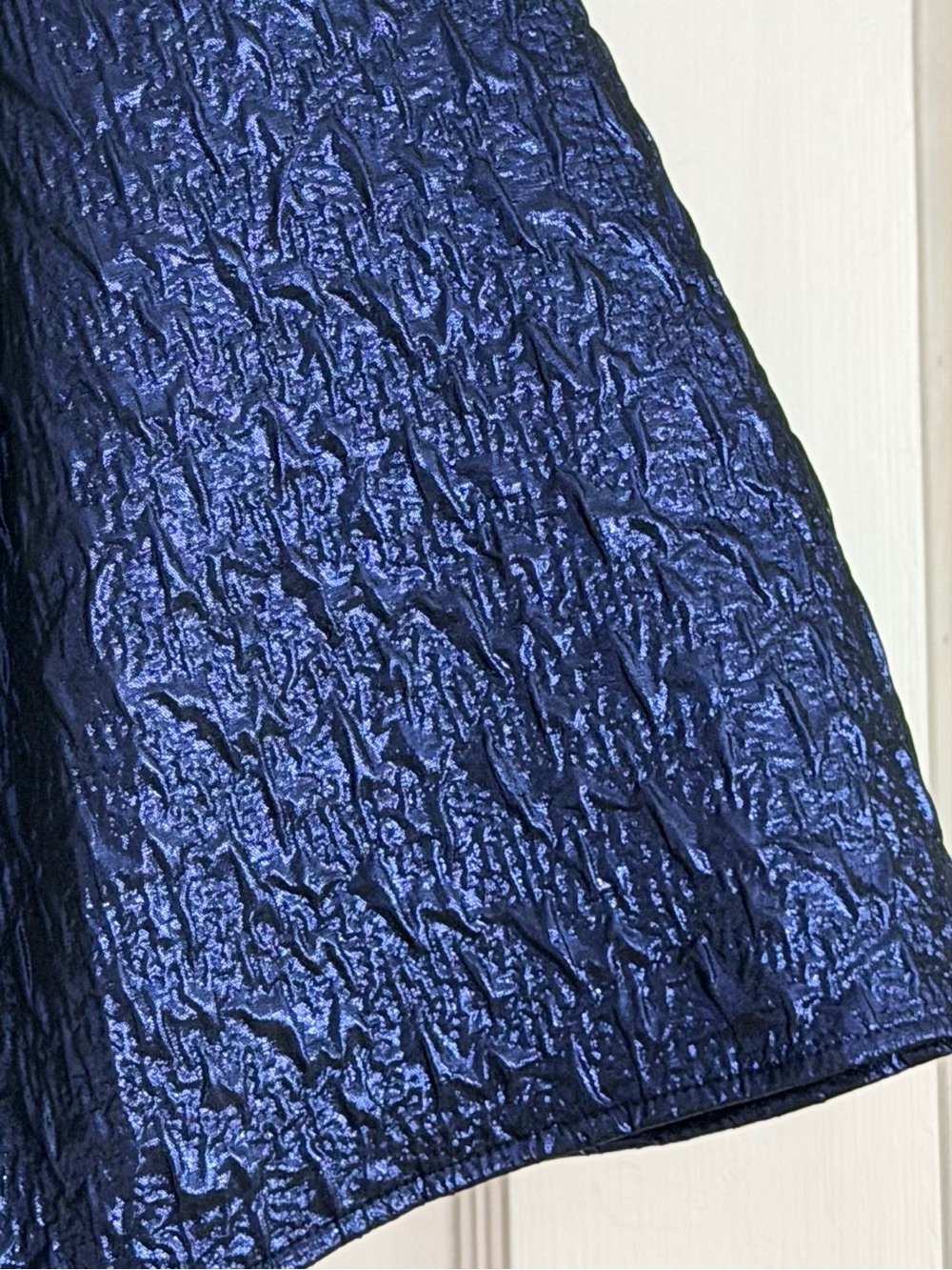 Anthropologie Maeve Navy Metallic Brocade Full Mini Skirt Size 8 - Picture 6 of 8